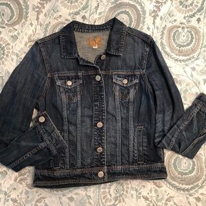 American Eagle distressed dark wash jean jacket